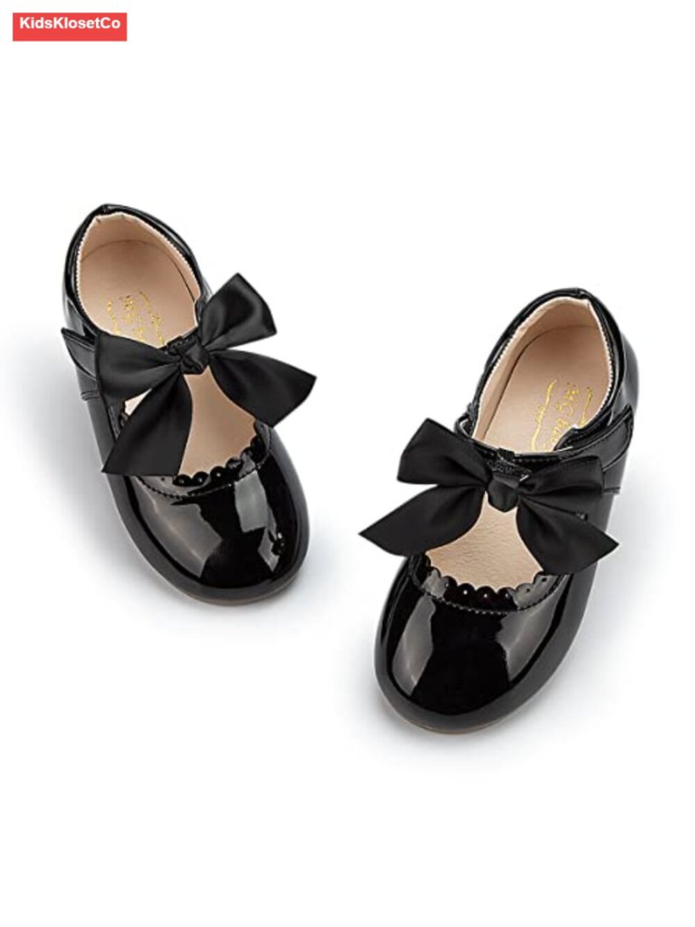 Toddler Girls Mary Jane Dress Shoes Ballet Flats Hook and Loop Bow School Party